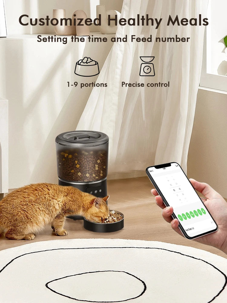 NPET 4L Automatic smart pet feeder for cats dogs multiple pets with stainless steel bowl Customize healthy food 1-9 portions