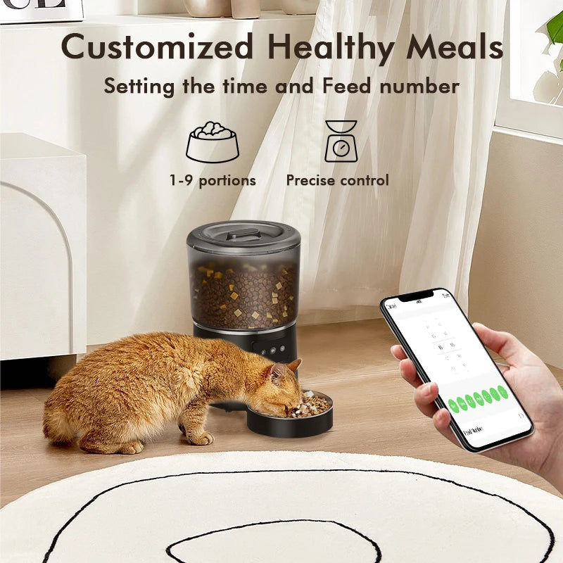 NPET 4L Automatic smart pet feeder for cats dogs multiple pets with stainless steel bowl Customize healthy food 1-9 portions