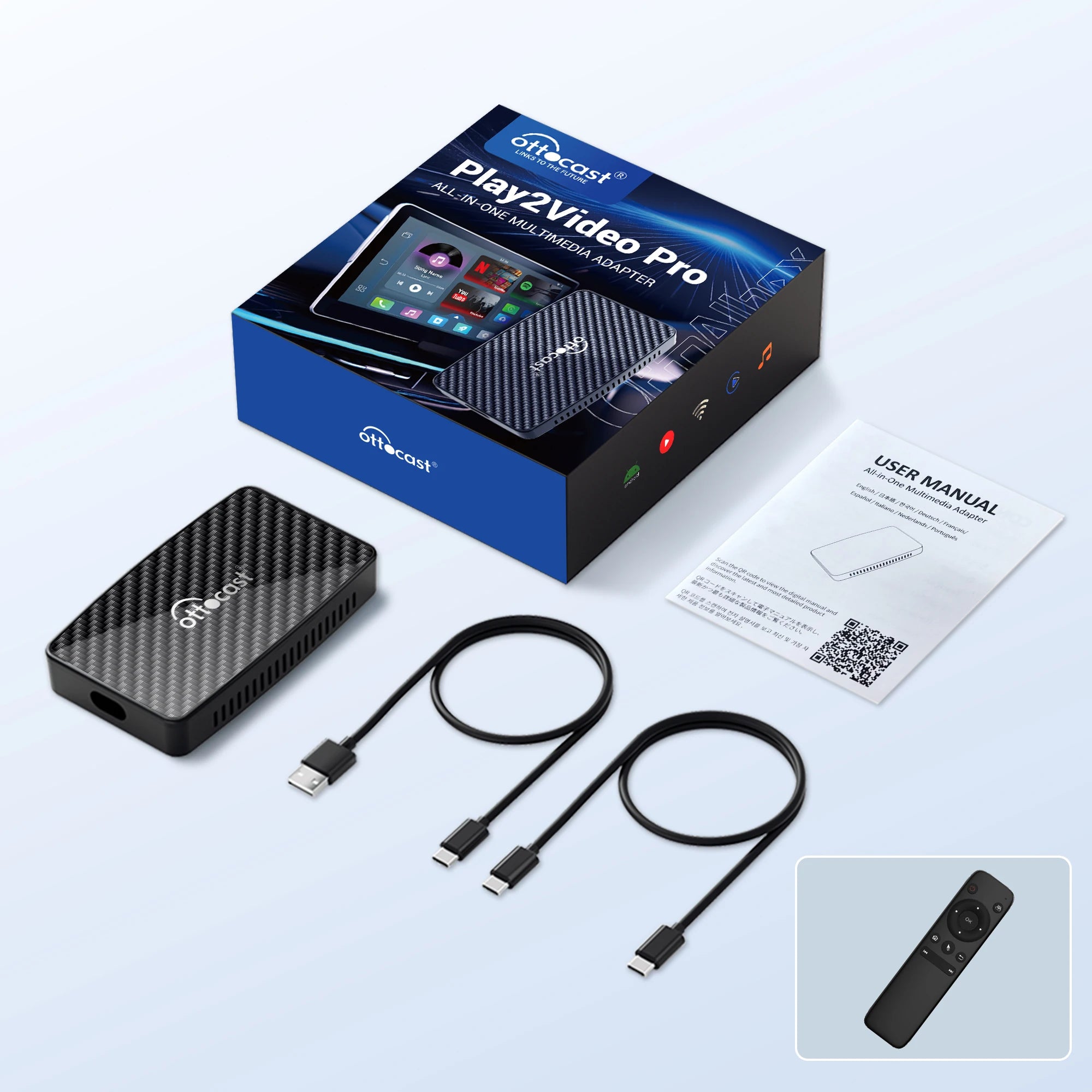 OTTOCAST Play2Video Pro Wireless CarPlay Wireless Android Auto Adapter for Youtube Netflix IPTV Car Accessories for Kia Toyota