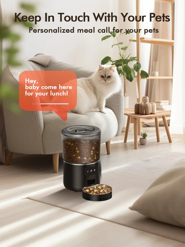 NPET 4L Automatic smart pet feeder for cats dogs multiple pets with stainless steel bowl Customize healthy food 1-9 portions