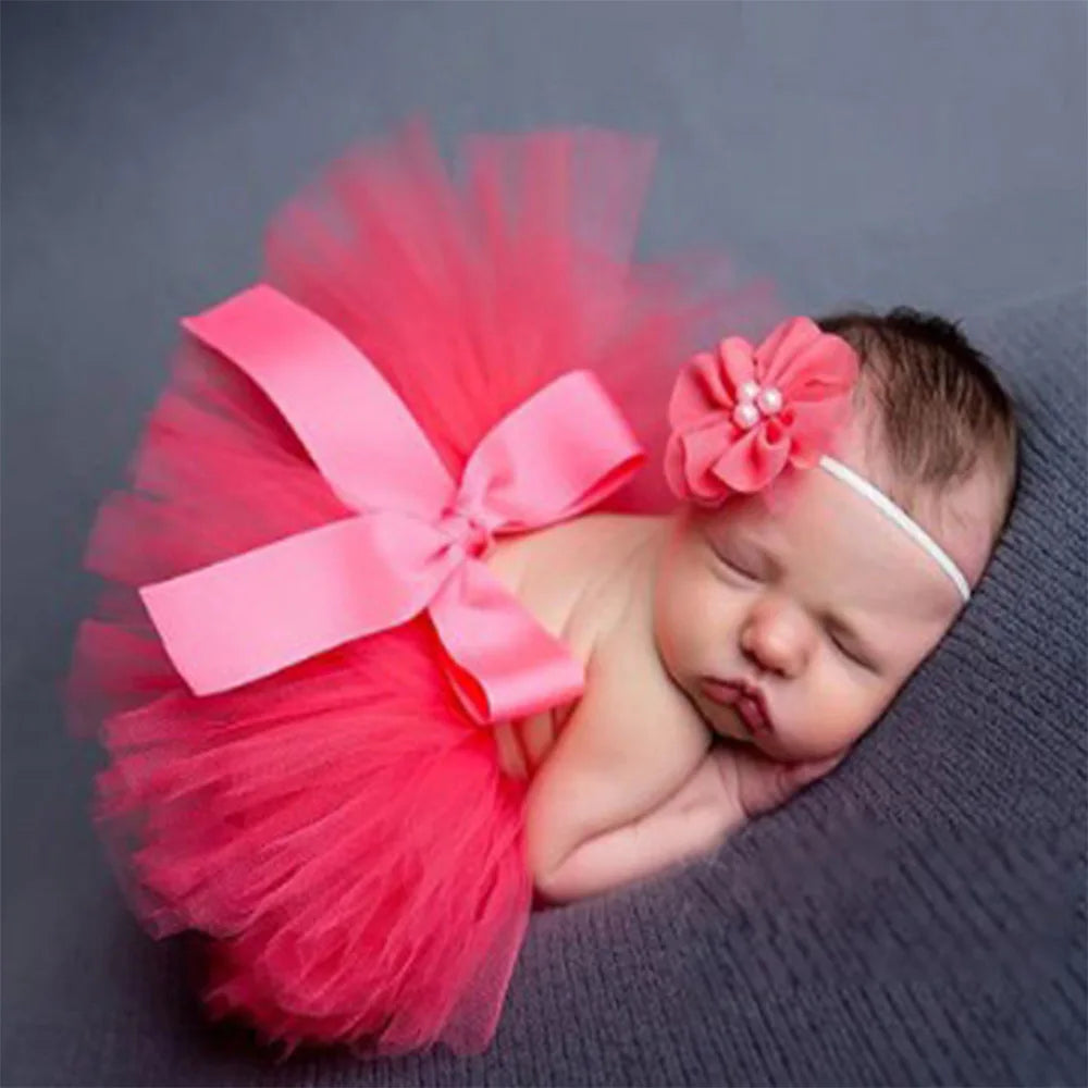 Infant Suit Headband Set Clothing Baby Girl Summer Dress Cute Princess Newborn Outfit Costume Photography Props Accessories
