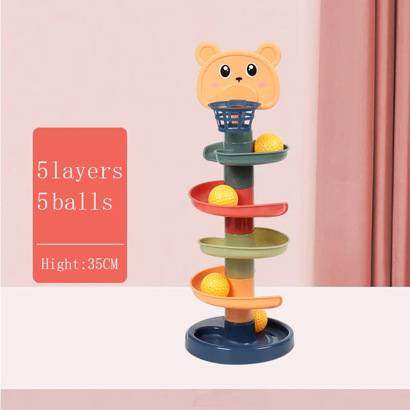 Baby Toy Rotating Rolling Ball Pile Tower Gliding Montessori Educational Toy for Babies Kids Stacking Spin Track Newborn Gift