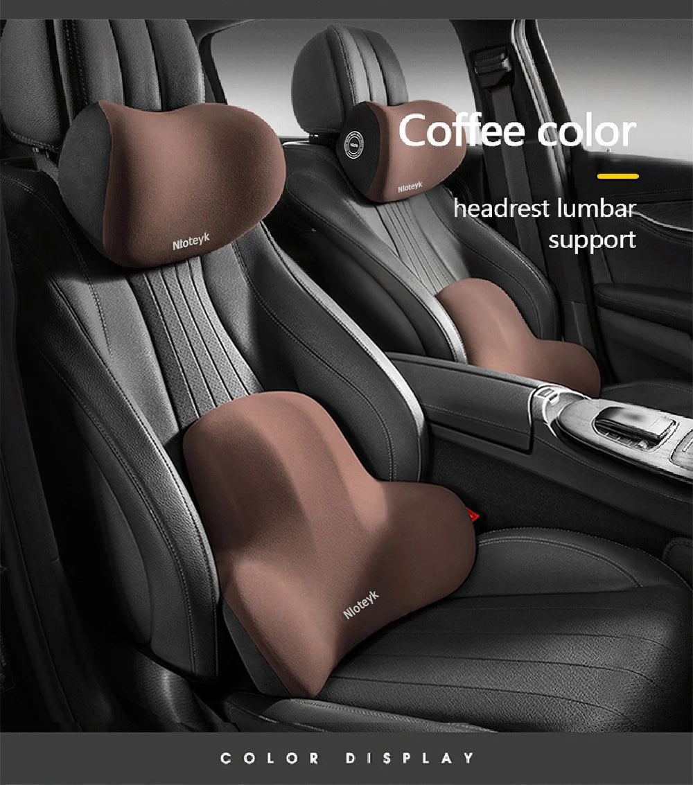 Car Neck Pillow Memory Foam Protective Lumbar Back Support Breathable Car Headrest Cushion Relieve Stress Car Seat Pillow