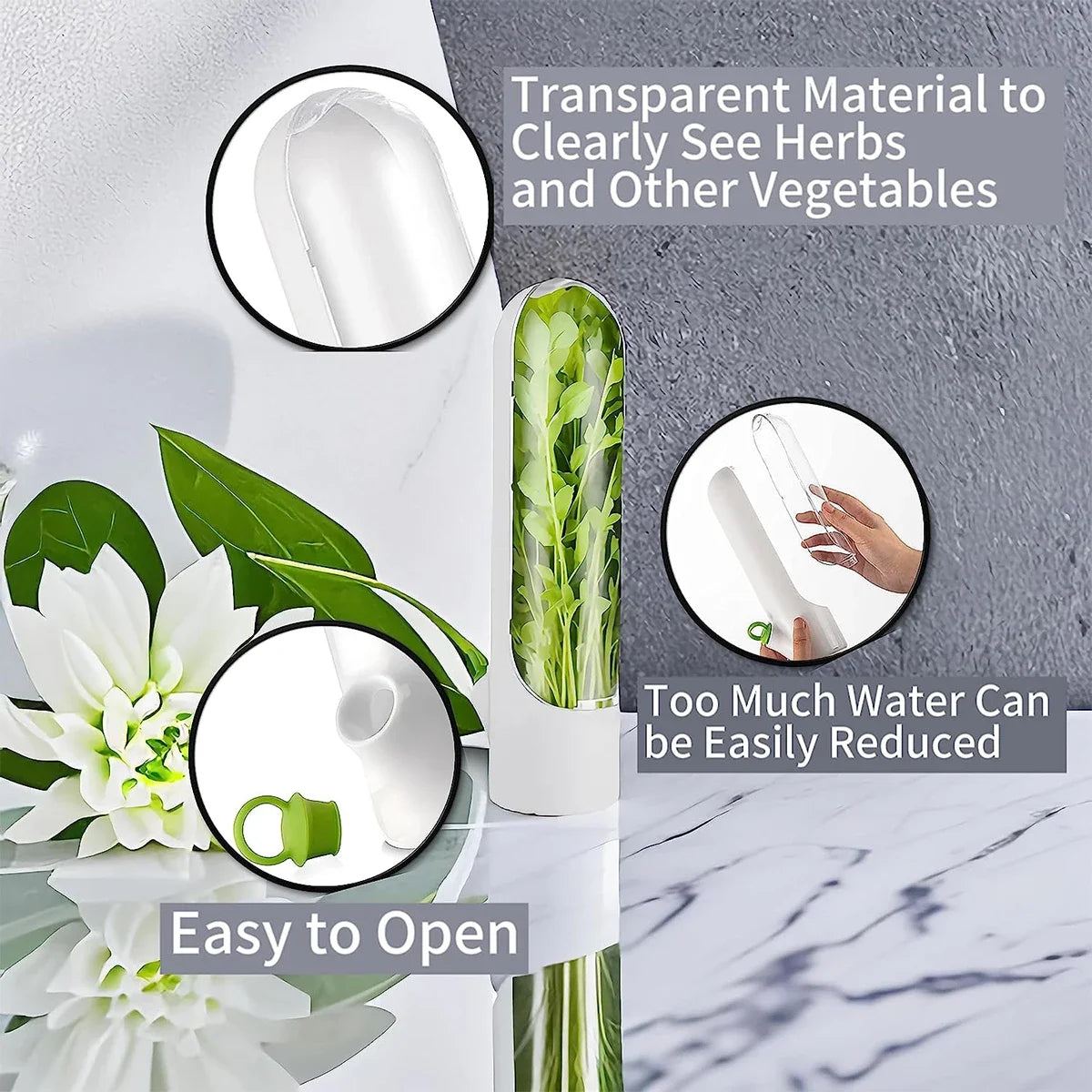 1/2/3PCS Herb Saver Storage Container Fresh Herb Keeper Vanilla Vegetables Fresh Preservation Bottle For Refrigerator Kitchen