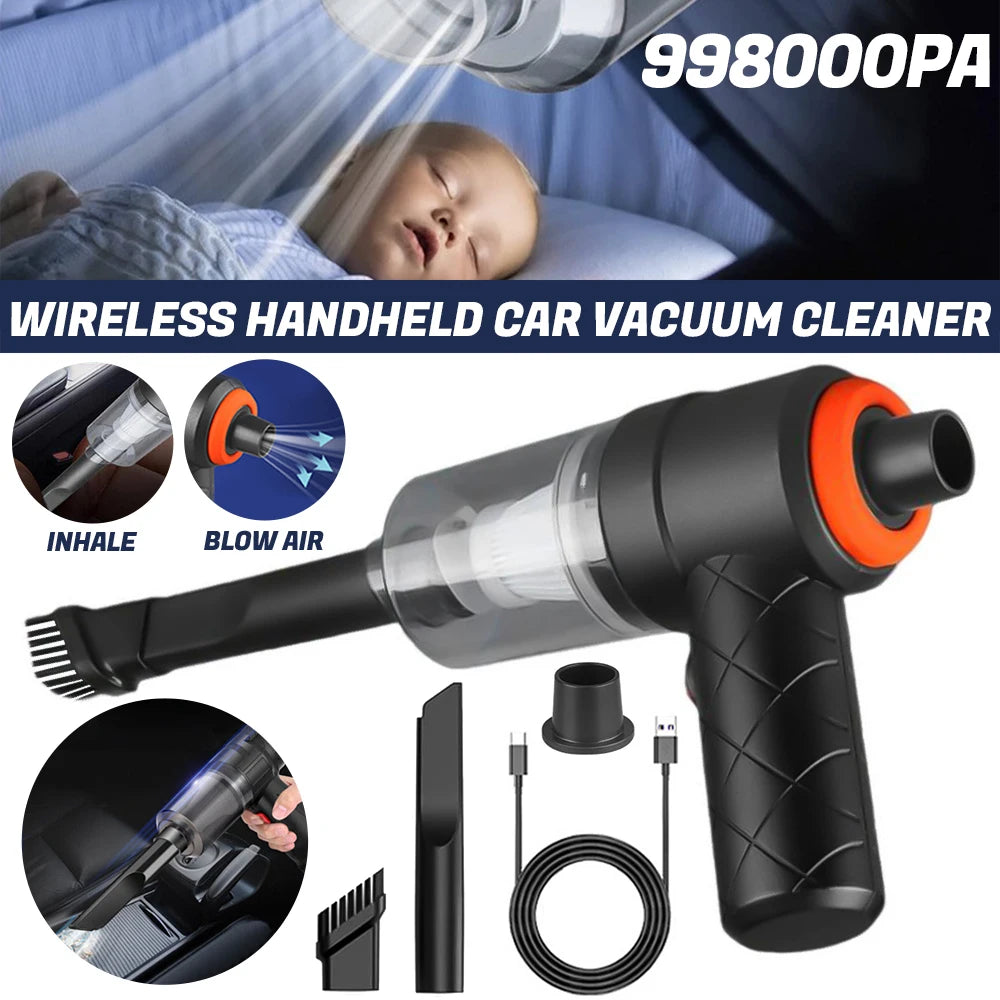 Wireless Handheld Vacuum Cleaner 2 in1 Portable Mini Rechargeable Hand Held Dual Use Vacuum Cleaner Air Blower for Home and Car