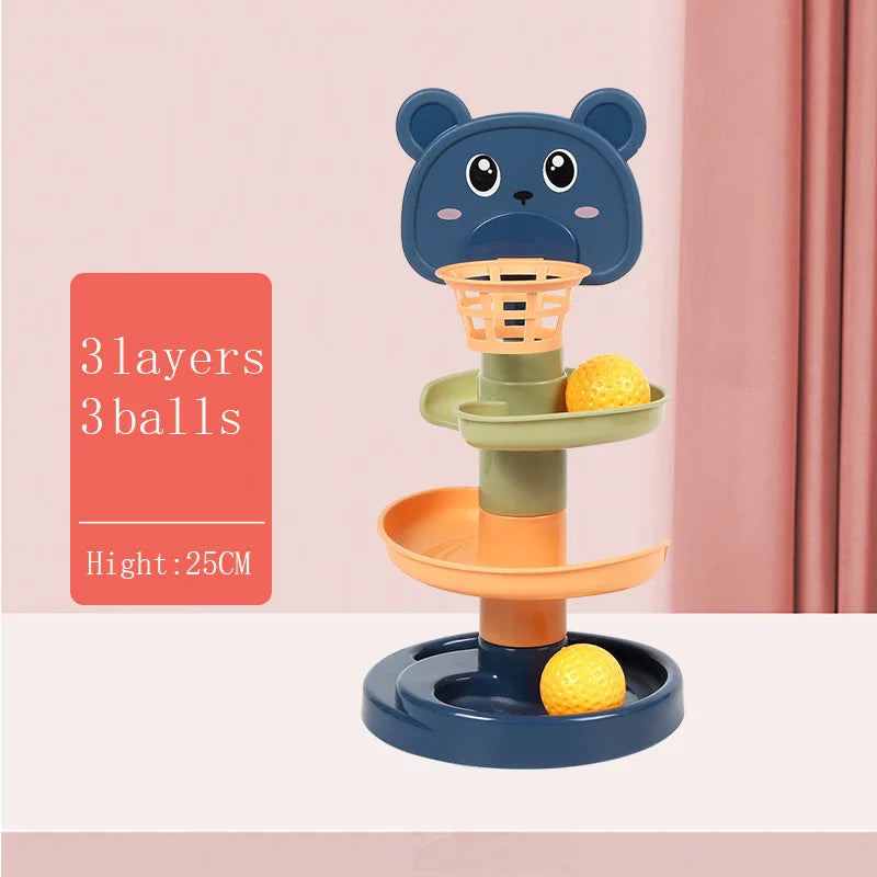Baby Toy Rotating Rolling Ball Pile Tower Gliding Montessori Educational Toy for Babies Kids Stacking Spin Track Newborn Gift