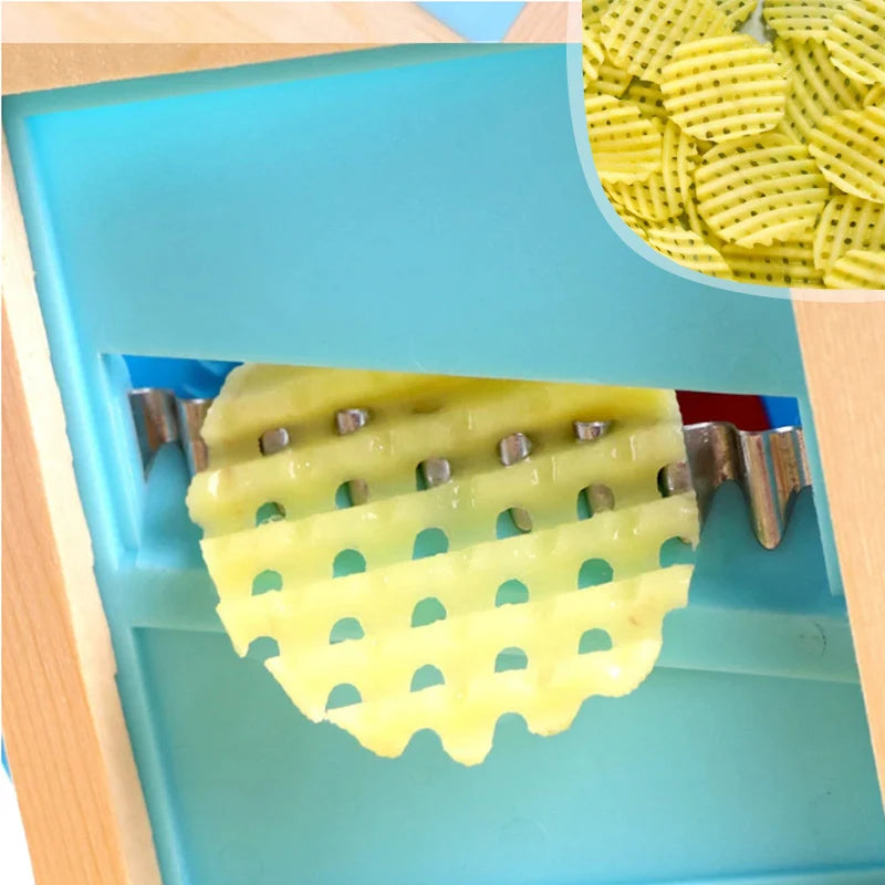 Fries Grid Stainless Potato Grid Steel Potato Kitchen Wooden Home Chip Shred Potato Vegetable French Gadget Cutter Grater Slicer