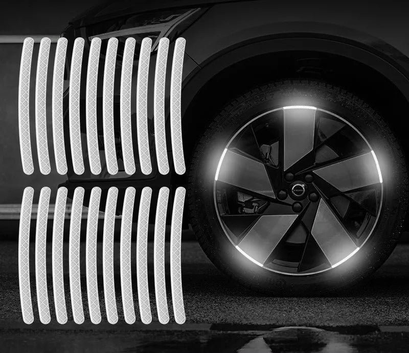 Car Wheel Hub Reflective Stripes Door Handle Safety Warning Sticker Car Rear Warning Tape Automobile Sticker Exterior Accessorie