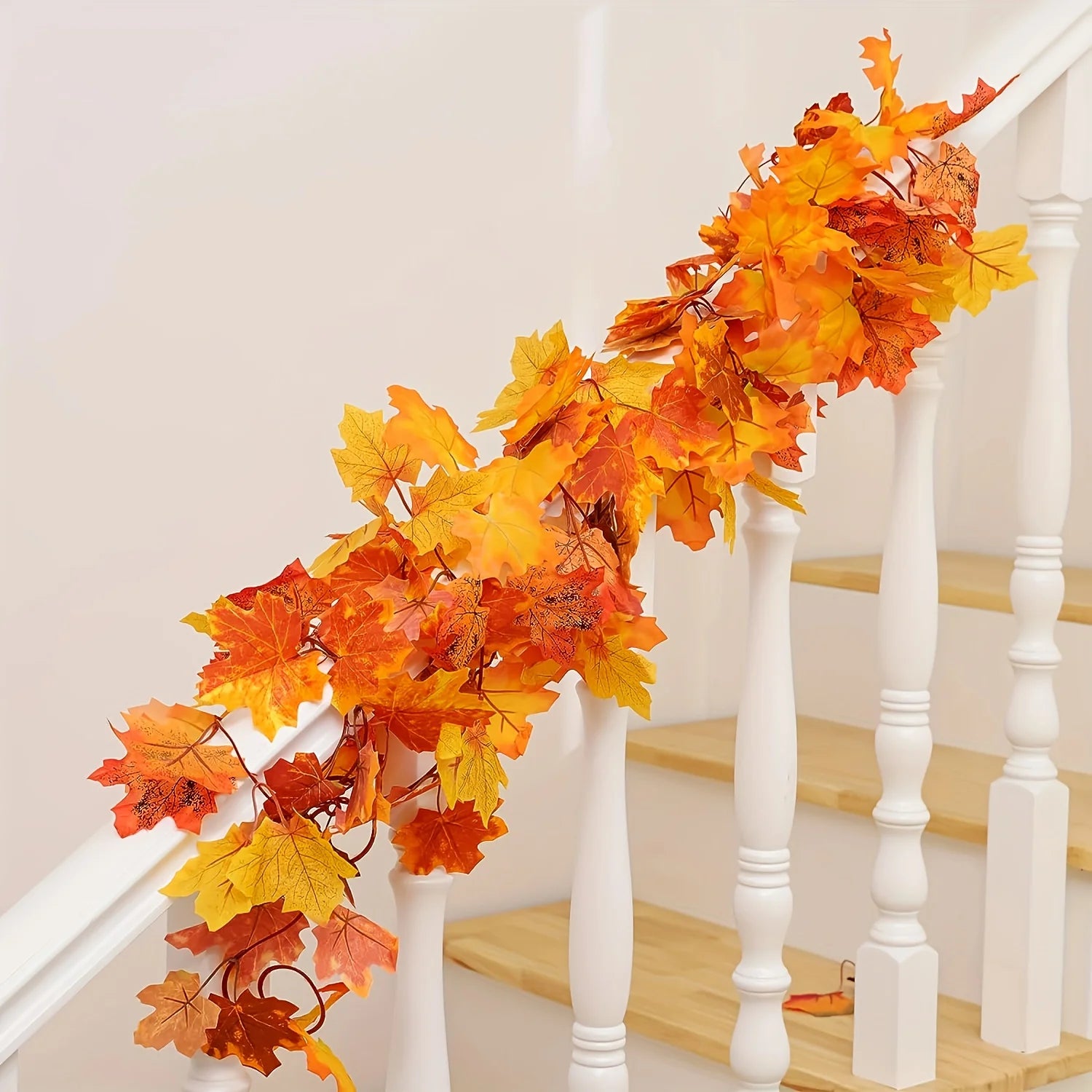 100CM Autumn Artificial Maple Leaf Wreath Fake Leaf Plant Vine Home Decor Garden Halloween Thanksgiving Wall Doors Windows Decor