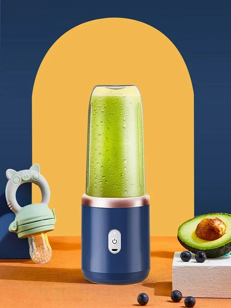 6 Blade Portable Juicer USB Rechargeable Juicer Stainless Steel Blade Cup Juicer Fruit Automatic Smoothie Blender Kitchen Tool