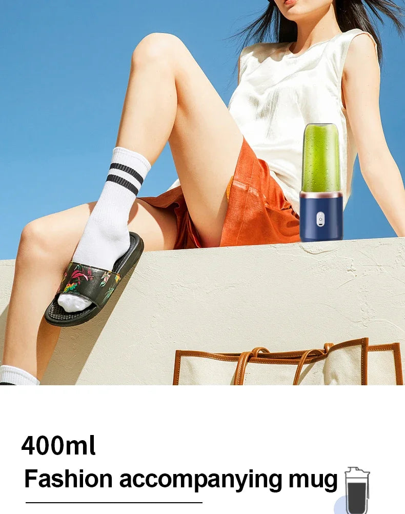 6 Blade Portable Juicer USB Rechargeable Juicer Stainless Steel Blade Cup Juicer Fruit Automatic Smoothie Blender Kitchen Tool