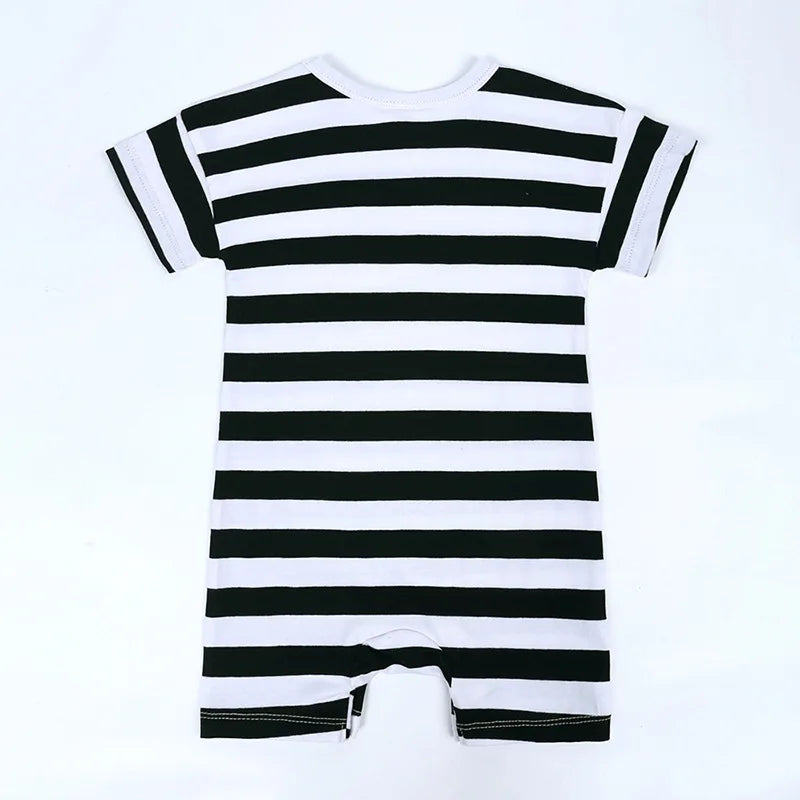 Summer Short Sleeved Baby Rompers 0-2Y Striped Onesies for Newborn Baby Boy Infant Girl Moon Printed Jumpsuit Baby Clothing