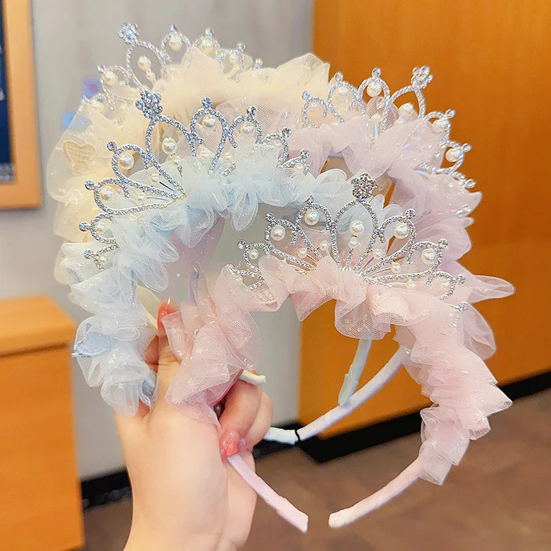 Children's Princess Super Immortal Crown Headpiece Hair Hoop Girl's Birthday One Year Old Photo Headband Baby Stylish Hair Clip