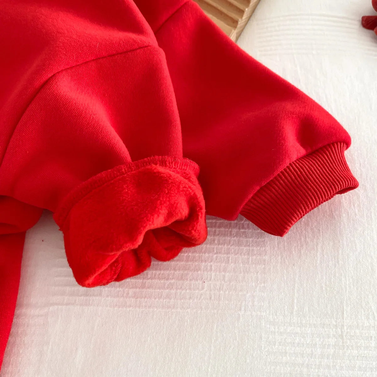 Infant Baby Boys Girls Christmas Romper Long Sleeve Thicken Hooded Letters Print Jumpsuit Fall Winter Newborn Clothes Christmas