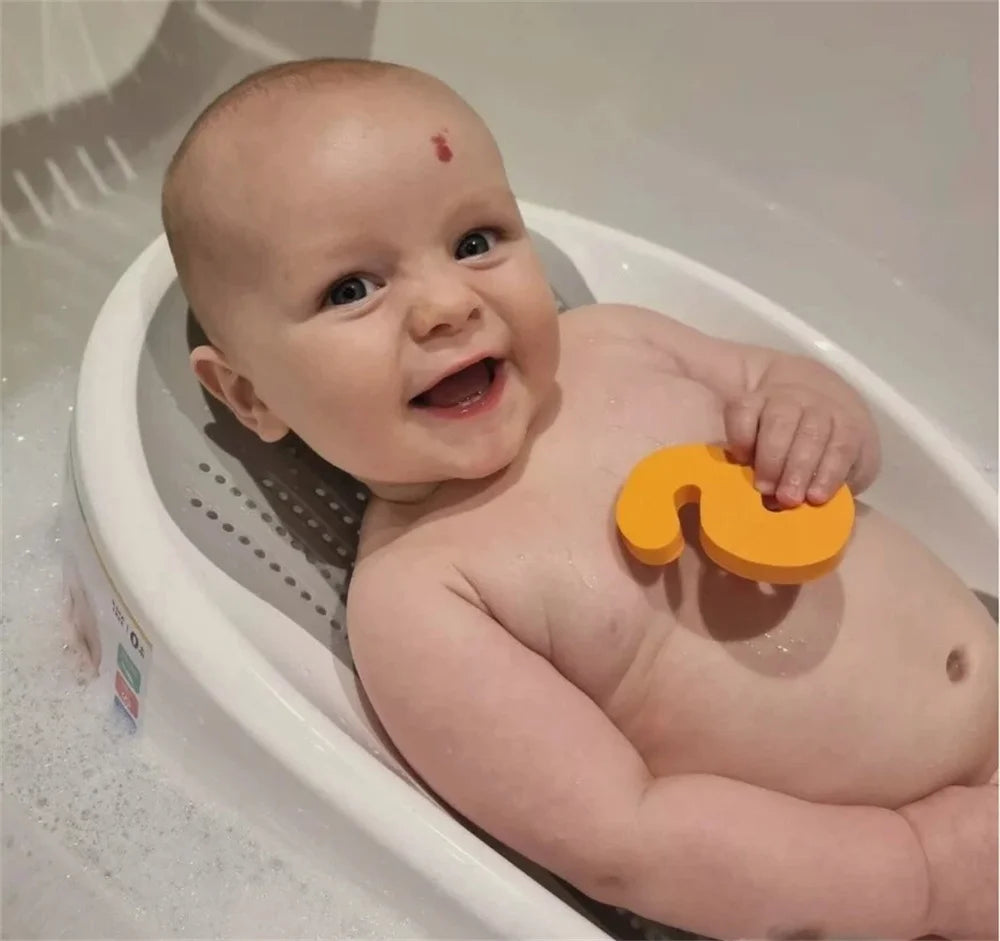 Soft Touch Baby Bath Tub Silicone Mesh Support Non Slip Base Newborn Foot Bath Bucket Bathroom Grey UK