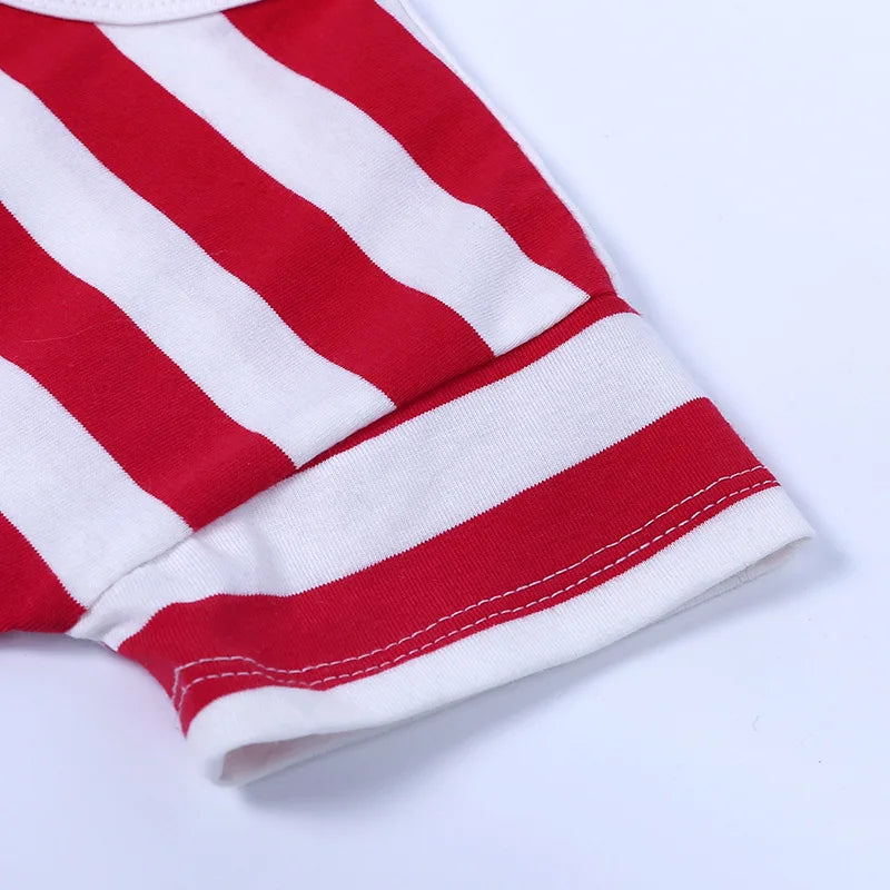 Summer Short Sleeved Baby Rompers 0-2Y Striped Onesies for Newborn Baby Boy Infant Girl Moon Printed Jumpsuit Baby Clothing