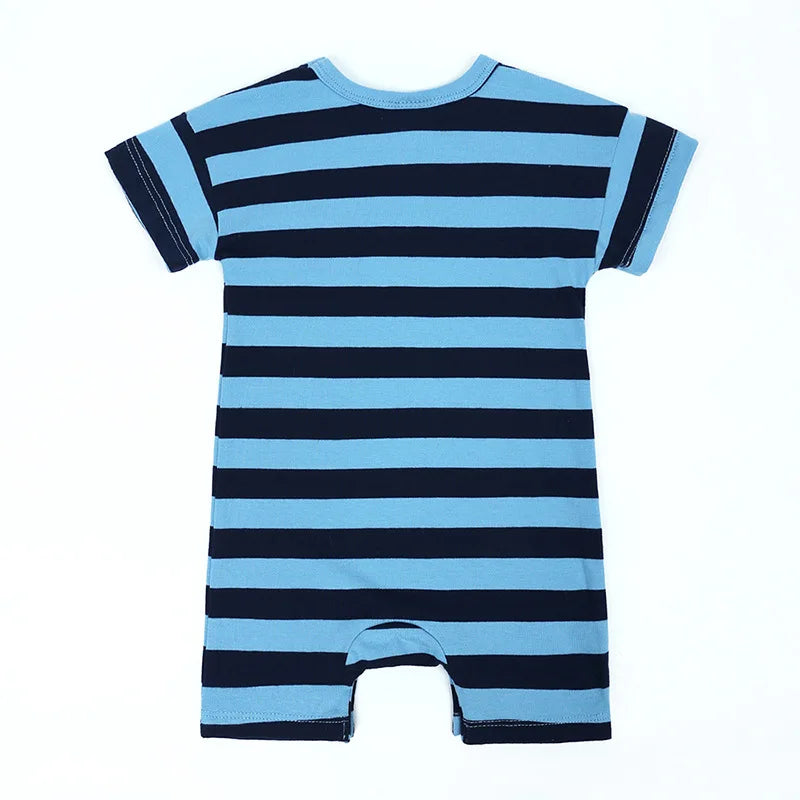 Summer Short Sleeved Baby Rompers 0-2Y Striped Onesies for Newborn Baby Boy Infant Girl Moon Printed Jumpsuit Baby Clothing
