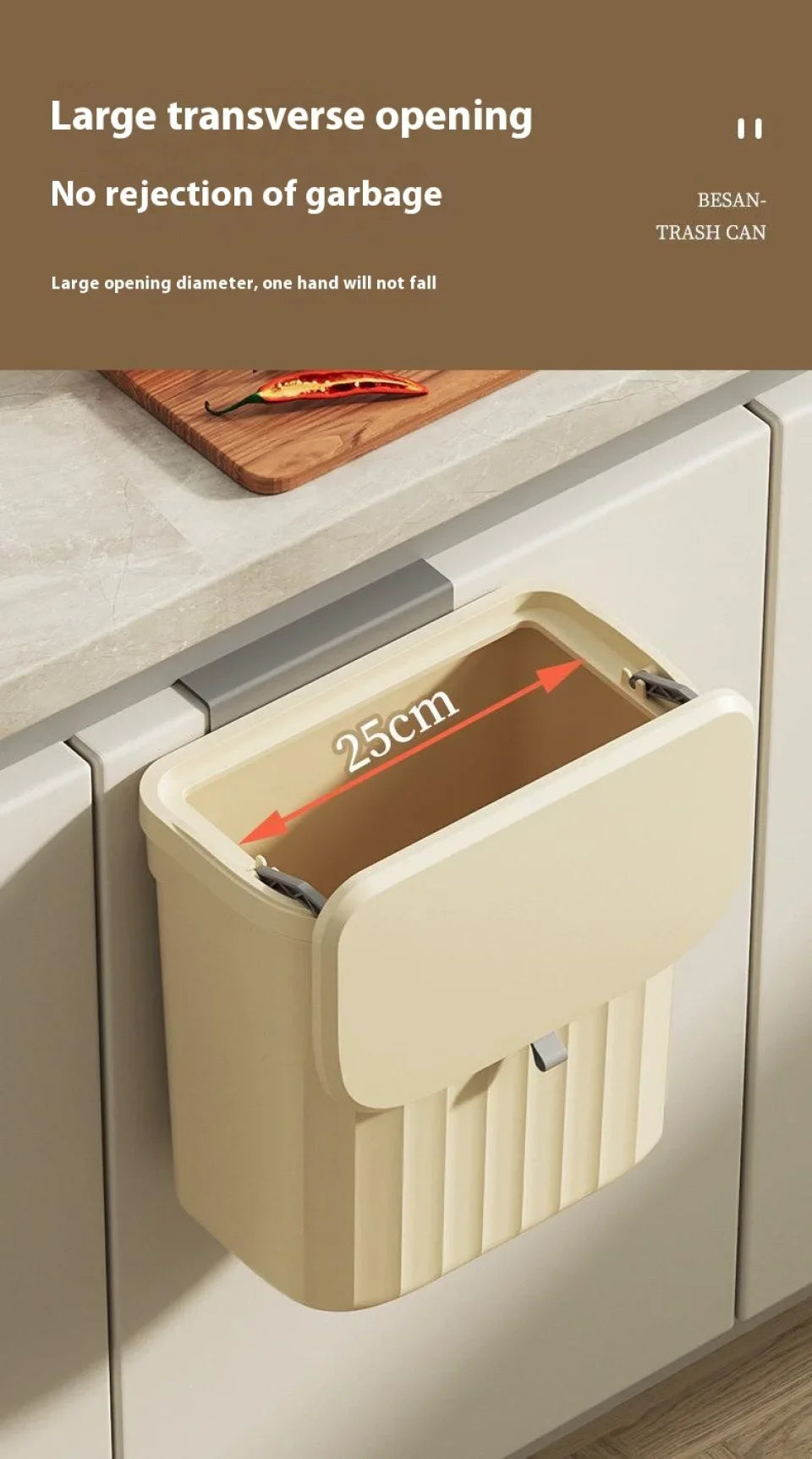 Hanging Trash can Kitchen Hanging with Lid Bathroom Accessories Mounted Recycling Garbage Baskests Wall Mounted Garbage Bins