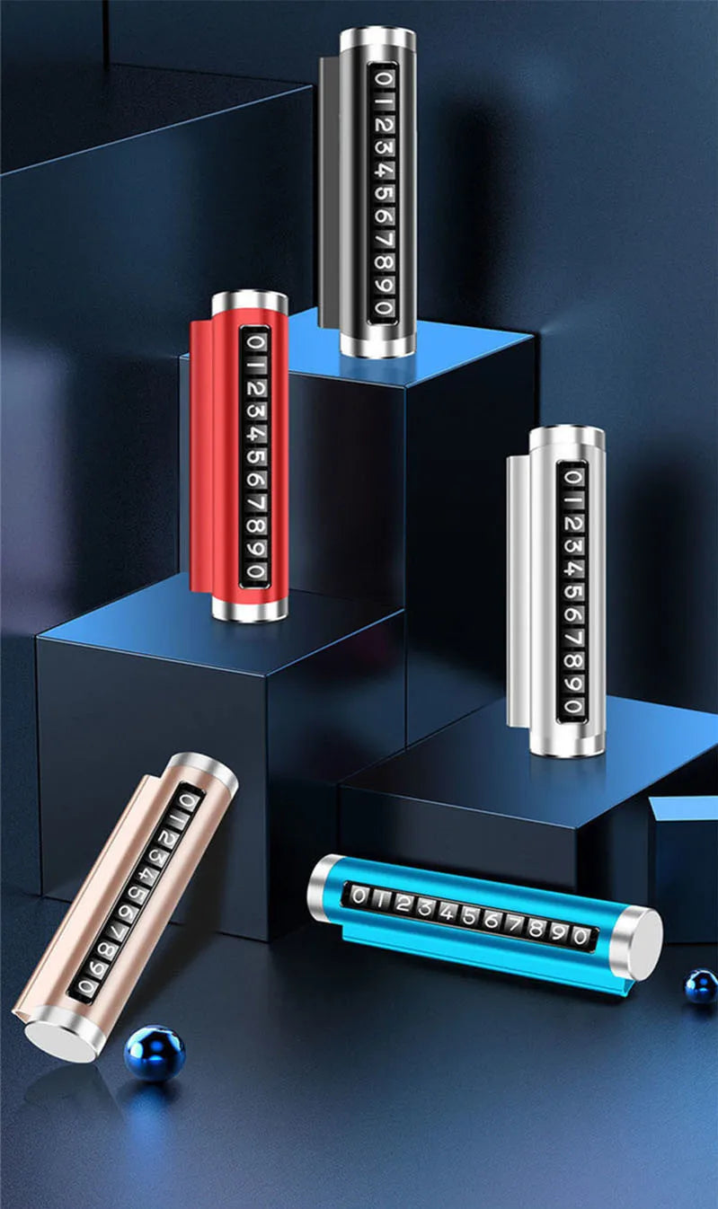 Metal Car Temporary Parking Card Universal Rotate Phone Number Plate Aluminum Stickers Park Stop in Car-styling Auto Accessories