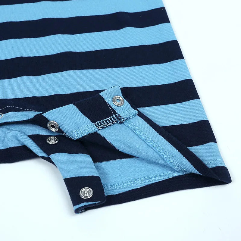 Summer Short Sleeved Baby Rompers 0-2Y Striped Onesies for Newborn Baby Boy Infant Girl Moon Printed Jumpsuit Baby Clothing