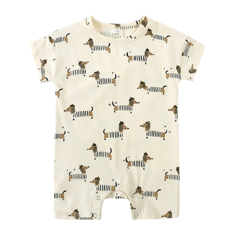 Summer Short Sleeved Baby Rompers 0-2Y Striped Onesies for Newborn Baby Boy Infant Girl Moon Printed Jumpsuit Baby Clothing