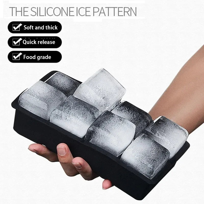 4/6/8/15/160 Grid Big Ice Tray Mold Giant Jumbo Large Food Grade Silicone Ice Cube Square Tray Mold DIY Ice Maker Ice Cube Tray