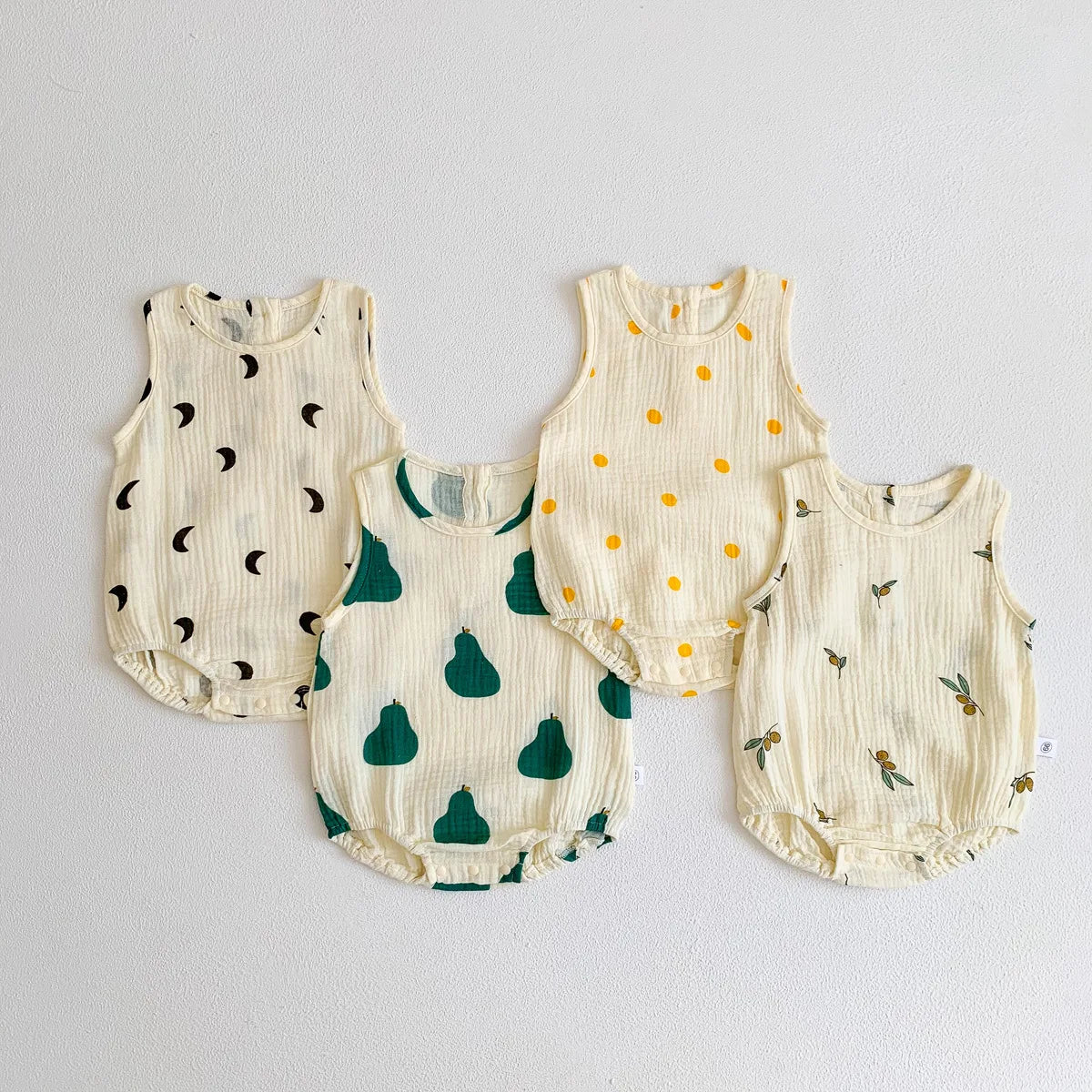 2025 New In Summer Infant Newborn Baby Girls Boys Wrinkle Cloth Cotton Outfits Kids Casual Jumpsuits Toddler Bodysuits