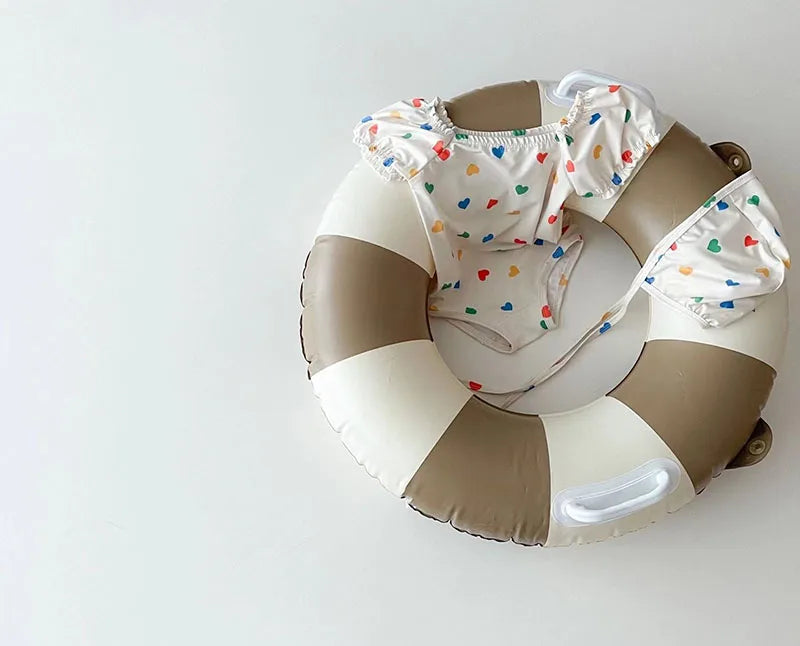 MILANCEL 2pcs Summer Kids Baby Girl Swimming Wear One Piece Heart Print Girls' Swimsuits Toddler Swimwear