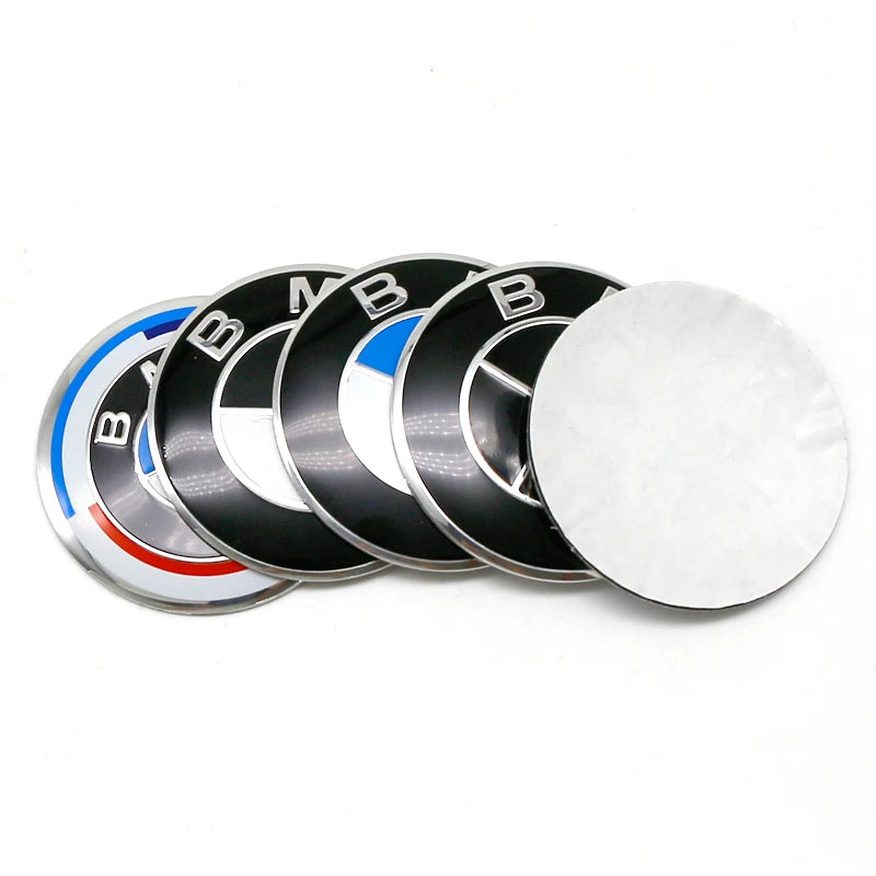 4Pcs 56/60/65mm Car Wheel Center Hub Caps Badge Sticker Emblem Decals Accessories For Baoma E32 E34 E36 E38 E39 E46 E53 E60 E65