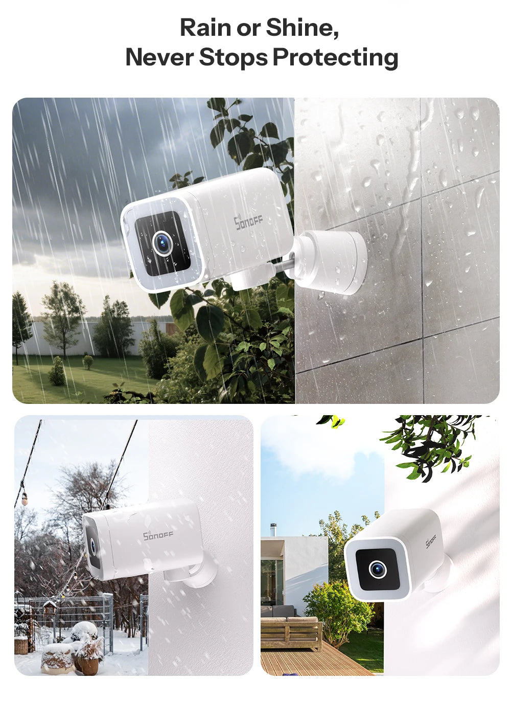 CAM-B1P Outdoor Smart Security Camera 2K HD With AI Human Detection IP65 Weatherproof 180° Pan Control Alexa Google Home