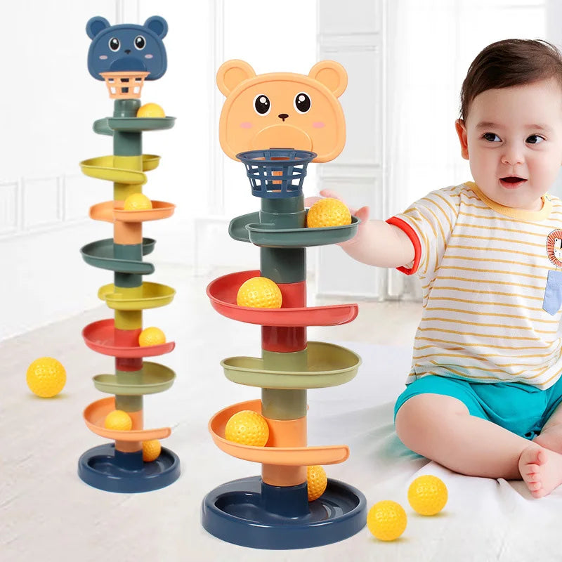 Baby Toy Rotating Rolling Ball Pile Tower Gliding Montessori Educational Toy for Babies Kids Stacking Spin Track Newborn Gift