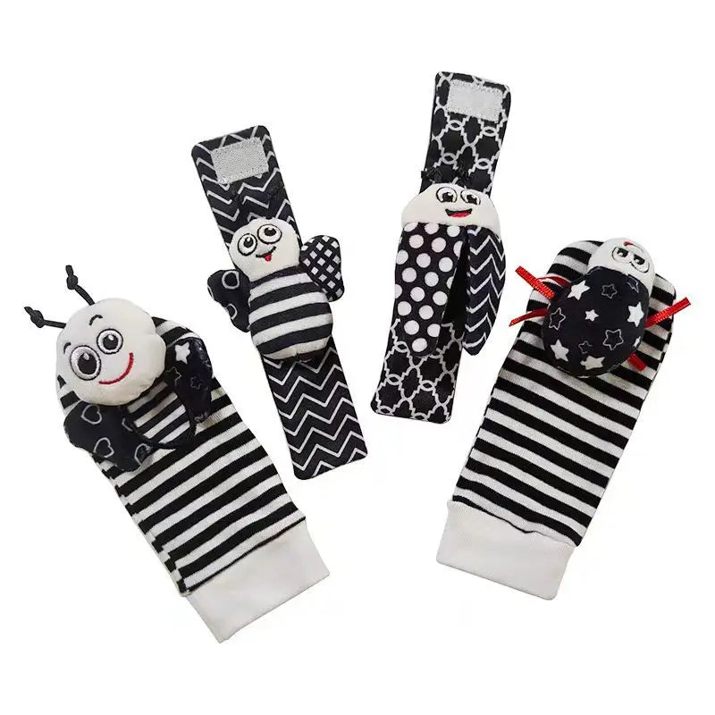 Foot Finders & Wrist Rattles for Infants Toys Black and White Sensory Toys Baby Essentials for Newborn Wrist Rattle Baby Gifts