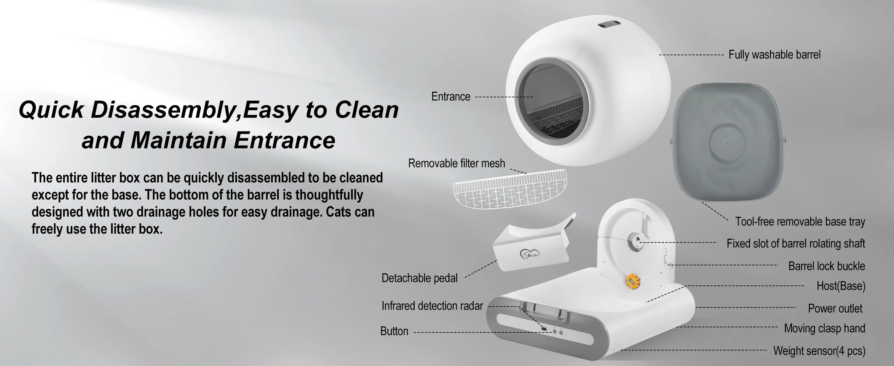 DOEL  Automatic Cat Litter Box Self Cleaning with App Control & Cat Litter Mat Smart Cat Toilet for Multiple Large Cats