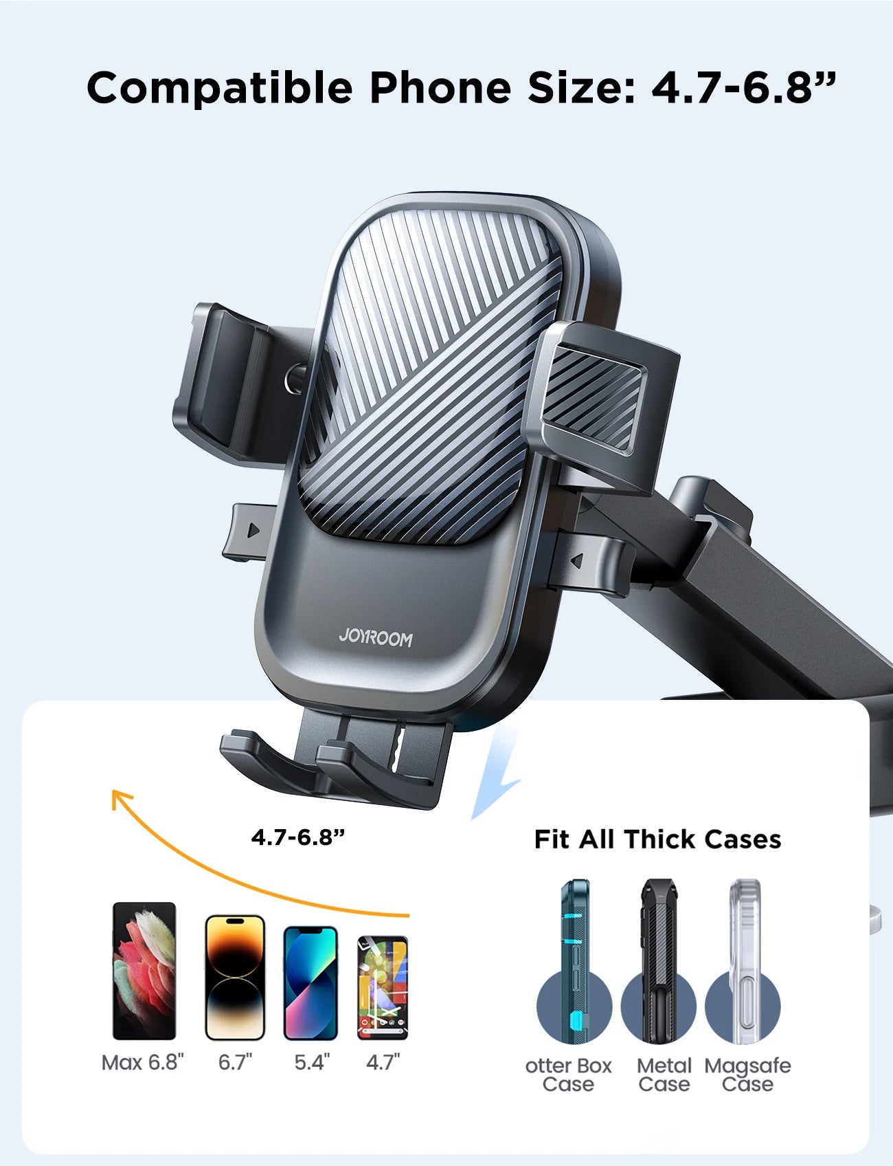 Joyroom Universal Car Mount Phone Holder with Suction Cup Base Dashboard Car Cell Phone Stand For iPhone Samsung Google Huawei
