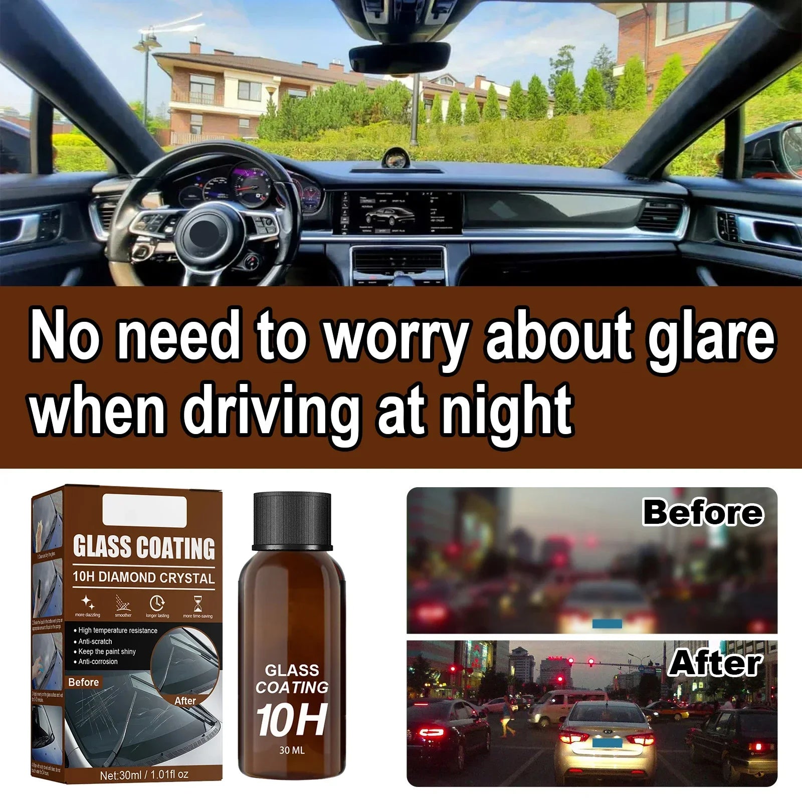 Car Glass Coating Ceramic Coating Nano Crystal Coating Car Windows Polishing Scratch Resistance Glass Waterproof Dustproof Agent