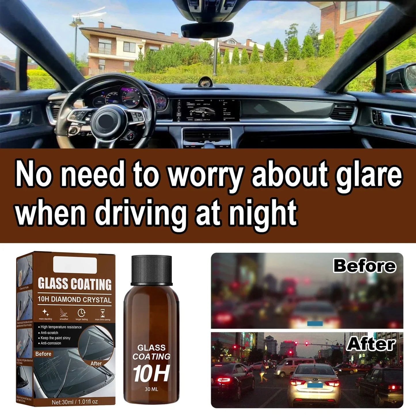 Car Glass Coating Ceramic Coating Nano Crystal Coating Car Windows Polishing Scratch Resistance Glass Waterproof Dustproof Agent