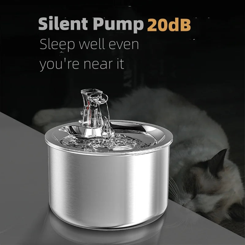 2L fully stainless steel pet water dispenser Automatic cat water fountain with optional sensor  and heater