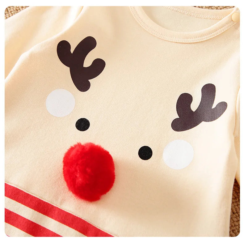 Baby Boy Outfit Christmas elk Infant Clothes Toddler Onesie Costume Romper Jumpsuit 0-18 Months Long Sleeve Newborn Trendy Girls