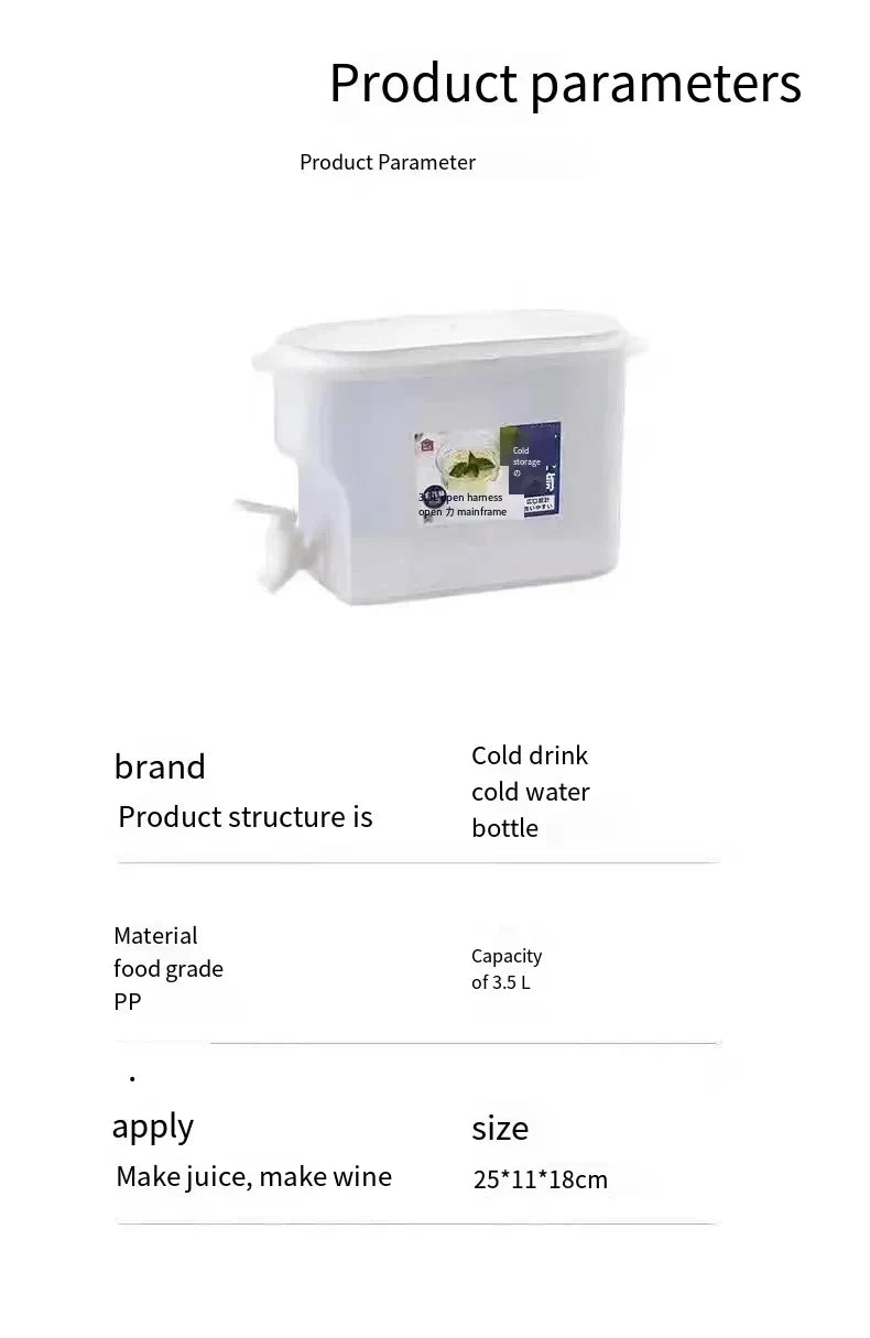 3.5L/5L Large Capacity Cold Kettle with Faucet In Refrigerator Iced Beverage Dispenser Cold Water Pitcher for Summer Drinkware