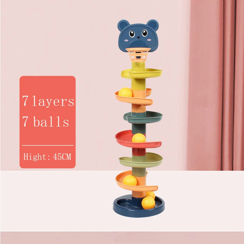 Baby Toy Rotating Rolling Ball Pile Tower Gliding Montessori Educational Toy for Babies Kids Stacking Spin Track Newborn Gift