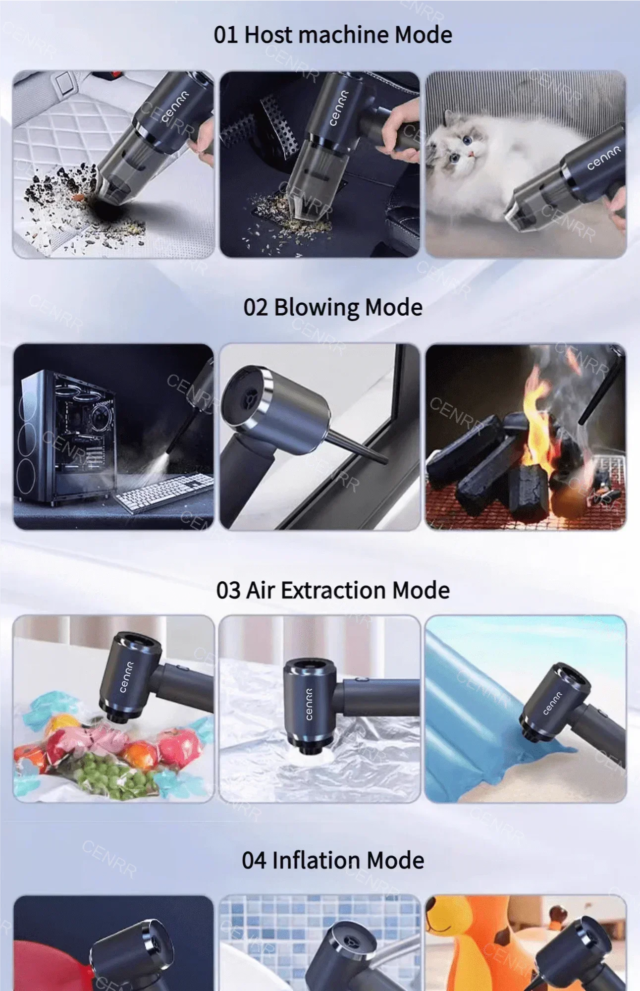 CENRR 210000PA Mini Car Vacuum Cleaner Wireless Powerful Vacuum Car Cleaner Handheld Portable Vacuum Cleaner Cleaning Machine