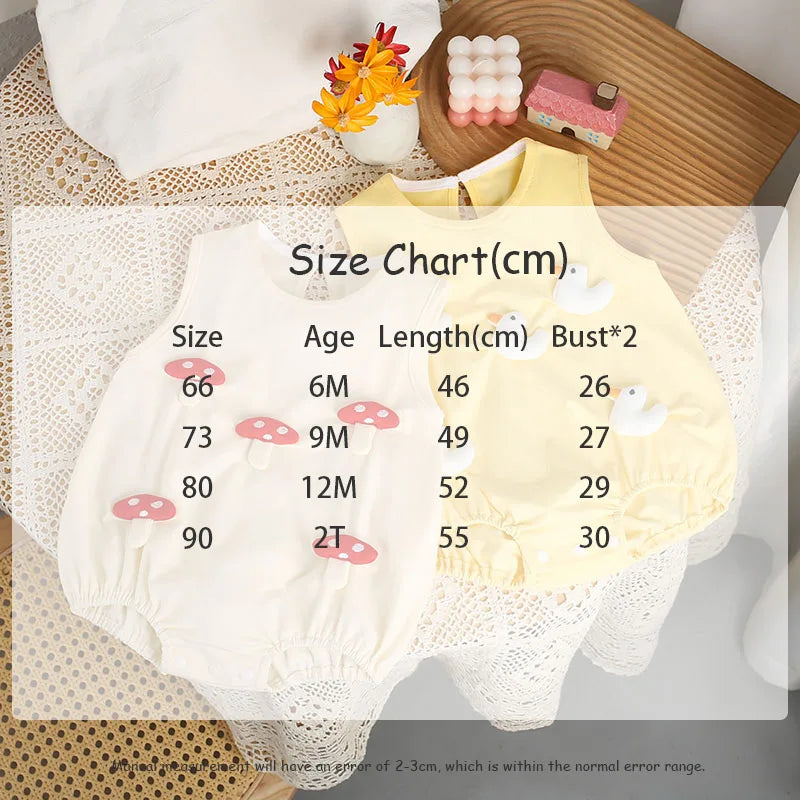2024 Baby Summer Clothes 0-2 Y Infant Girls Cute Cartoon Sleeveless Bodysuit Newborn Jumpsuit Toddler Outwear
