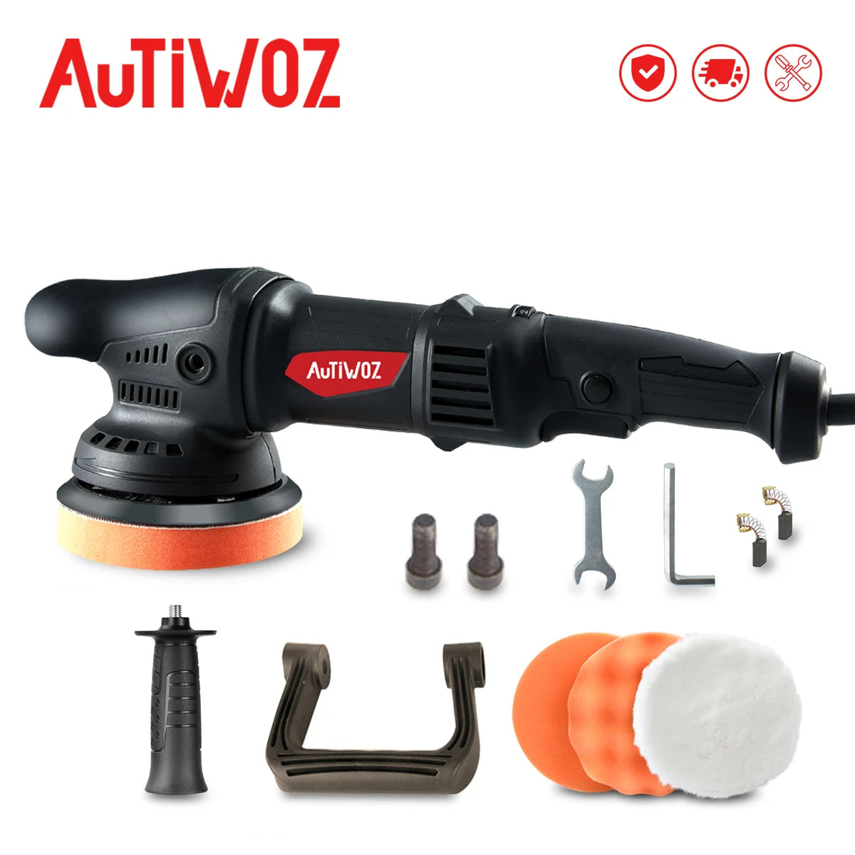 AUTIWOZ Car Polishing Machine Dual Action Car Polisher DA 920W High Power Random 9mm Random Orbital Machine Auto Waxing Tool