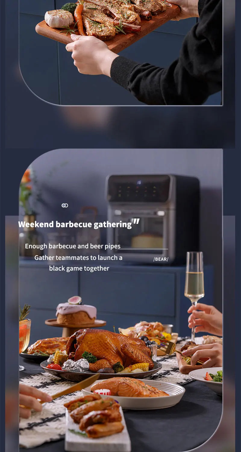 12L Electric Air Fryer Large Capacity Convection Oven Deep Fryer Without Oil Kitchen 360°Baking Viewable Window Home Appliance