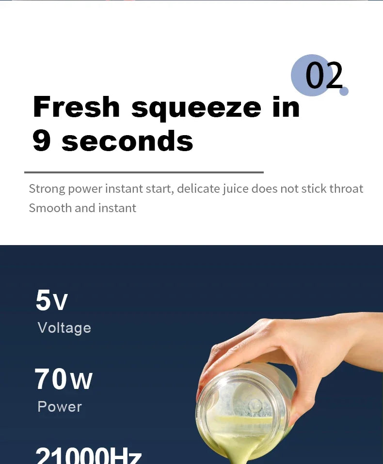 6 Blade Portable Juicer USB Rechargeable Juicer Stainless Steel Blade Cup Juicer Fruit Automatic Smoothie Blender Kitchen Tool