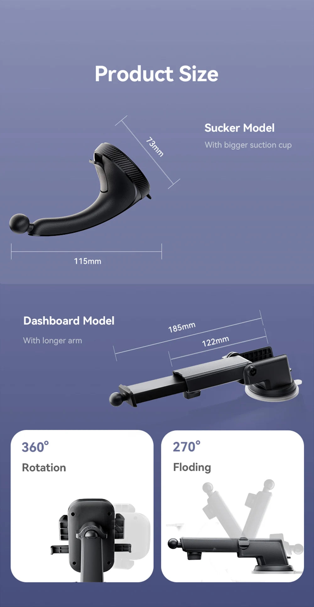 Joyroom Universal Car Mount Phone Holder with Suction Cup Base Dashboard Car Cell Phone Stand For iPhone Samsung Google Huawei