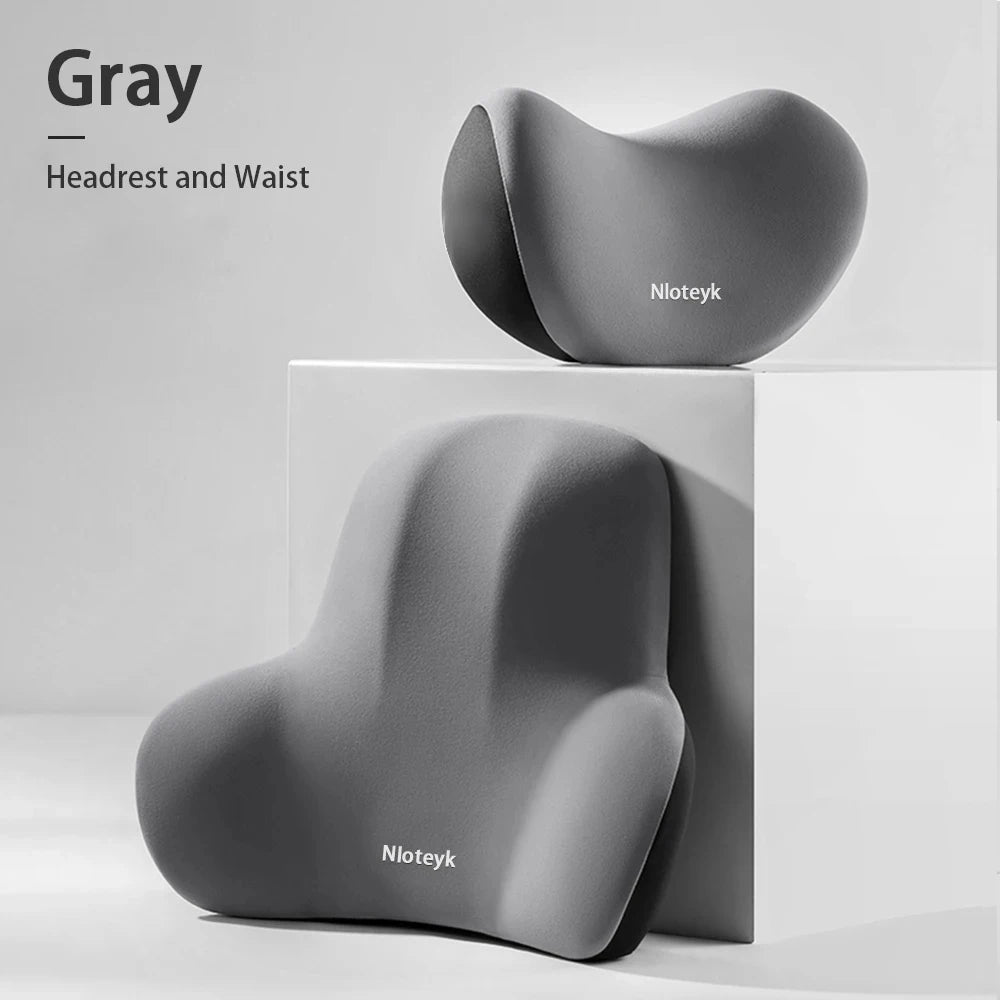 Car Neck Pillow Memory Foam Protective Lumbar Back Support Breathable Car Headrest Cushion Relieve Stress Car Seat Pillow