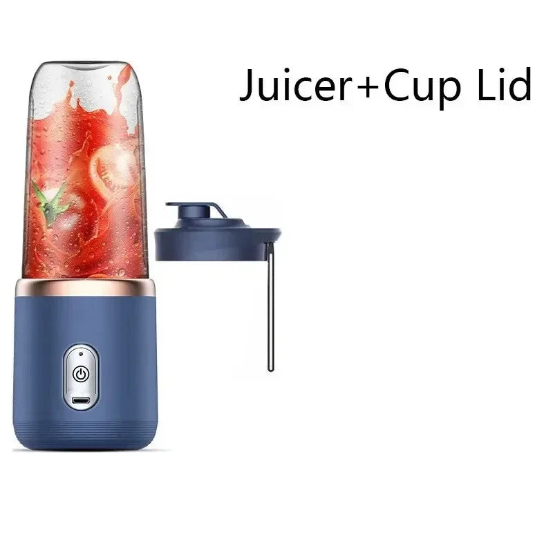 6 Blade Portable Juicer USB Rechargeable Juicer Stainless Steel Blade Cup Juicer Fruit Automatic Smoothie Blender Kitchen Tool