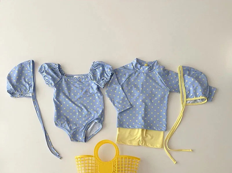 MILANCEL 2pcs Summer Kids Baby Girl Swimming Wear One Piece Heart Print Girls' Swimsuits Toddler Swimwear