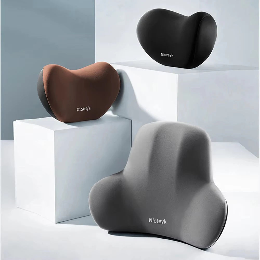 Car Neck Pillow Memory Foam Protective Lumbar Back Support Breathable Car Headrest Cushion Relieve Stress Car Seat Pillow